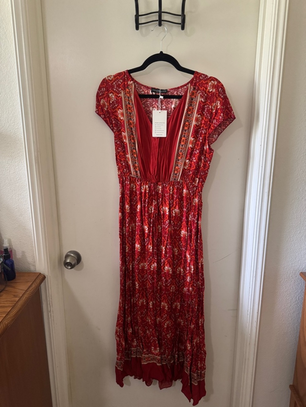 Bohemian Red Printed Maxi Dress size M